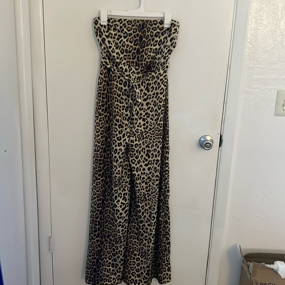 Leopard Print, strapless jumpsuit